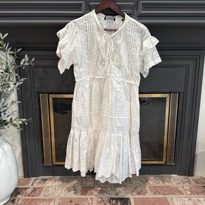 The Kooples White Lace Short Sleeve Dress XS
